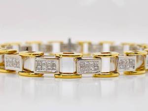 lot 4 image: 3.00 Carat Invisible Set Diamond Estate Bracelet with Invisible Clasp in 18k Two-Tone Gold $12500