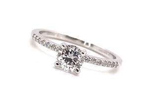 lot 15 image: Ideal .87 Carat Diamond Solitaire Engagement Ring in 14k White Gold $3999 Retail