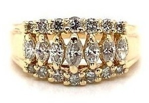 lot 21 image: 1.00 Carat Diamond Cluster Estate Ring in 14k Yellow Gold $2750 Retail