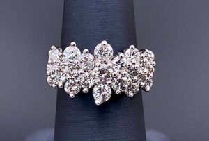 lot 3 image: 3.00 Carat Bright Diamond Cluster Estate Ring in 14k White Gold $11,250 Retail