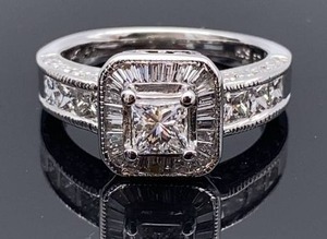 lot 26A image: Gorgeous High Grade 1.45 Carat Diamond Estate Ring in 14k White Gold $5800 Retail
