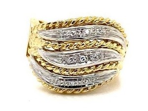 lot 27 image: Ladies Platinum and 18k Gold Diamond Ring $3699 Retail