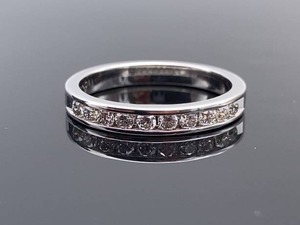 lot 35 image: Diamond Channel Set Estate Band  Ring in 14k White Gold $1800 Retail