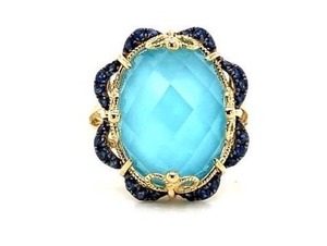 lot 36 image: Exceptional Sapphire and Topaz Estate Ring in 14k Yellow Gold $2250 Retail