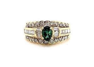 lot 38 image: Elegant Natural Tourmaline and Diamond Estate Ring in Yellow Gold $2150 Retail
