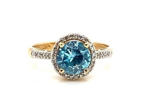 lot 43 image: Gorgeous Topaz and Diamond Halo Estate Ring in 14k Yellow Gold $1699 Retail