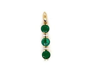 lot 44 image: Natural Emerald and Diamond Estate Pendant in 14k Yellow Gold $1725 Retail