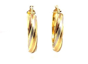 lot 51 image: 18k Italian Tri-Color Gold Estate Hoop Earrings $950 Retail