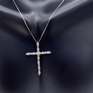 lot 53 image: Diamond Cross Pendant in 14k White Gold $2275