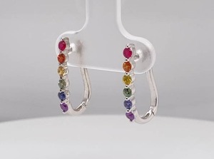 lot 55 image: .78 Carats of Multi-Colored Sapphires (Rainbow) Estate Earrings $1550 Retail