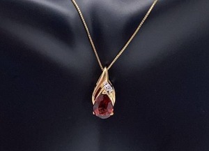 lot 67 image: Rich Garnet and Diamond Estate Pendant in 14k Yellow Gold $999 Retail