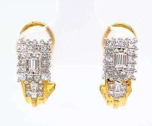 lot 24 image: Designer .80 Carat Diamond Estate Earrings with Omega Backs in 18k Yellow Gold $3200 Retail