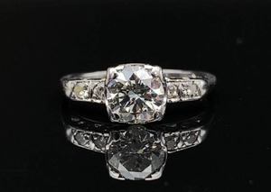 lot 5 image: Vintage 1.08 Carat Old European Cut Diamond Estate Ring in 14k White Gold $7850 Retail