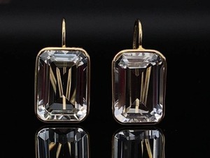 lot 66 image: Fantastic White Topaz Estate Earrings in 14k Yellow Gold