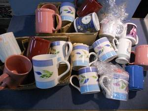 lot 132 image: Lot of new Ceramic Coffee Mugs, A couple have foam spray - Great for Mug Gifts