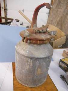 lot 118 image: Antique Speedy Paint Air Canister - Great ManCave Display
