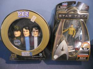 lot 53 image: Elvis PEZ Collectible Set and Star Trek Sulu Figure