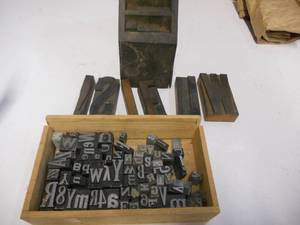 lot 66 image: Antique Printers Lead Type, Block, Spacers, and Rack