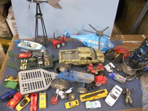 lot 77 image: Cars, Trucks, Trailers, Tractor, Boat, Large Windmill Toys