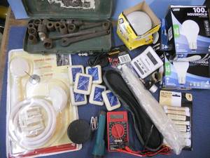 lot 72 image: Electric tester, Light Bulbs, Sockets, More