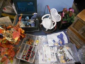 lot 105 image: Musical Jewelry Box (Needs TLC) PLUS Lots of Crafting Items - See Pics, Sewing Box