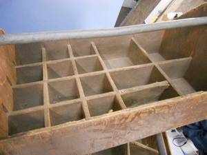 lot 90 image: Plumber-Tool Wood Tote - Great to Upcycle 24x14x11 - Set of 2