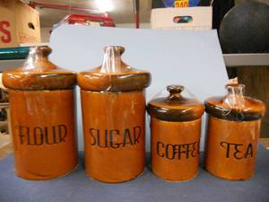 lot 151 image: Brown Vintage Holiday Design Co Canister Set - Rare Color and Full Set with No Issues