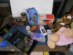 lot 196 image: Guardian Angel Candle Holders, Felt Painted Asian Scroll, PJ Pillow pets, Vintage Clothes Steamer