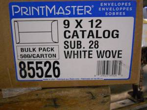 lot 191 image: 9x12 Catalog Envelopes - White Woven Bulk Carton - 500 per Carton - 2 Cartons