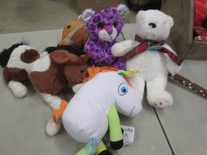 4 Medium Plush, 1 Stick Horse...