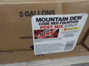 lot 359 image: 3 - 3 Gallon Mountain Dew Code Red ...