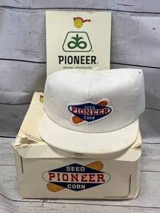 lot 84 image: Pioneer Corn Seed 65th Anniversary Hat, Box, Paper