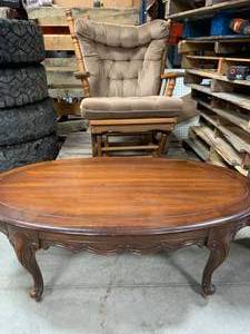 lot 116 image: Antique Wood Table 46 Long & Rocking Chair