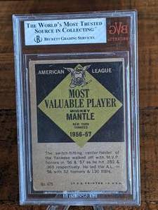 lot 3 image: 1961 Topps Mickey Mantle MVP Baseball Card Graded 3.5 Beckett