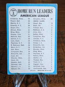 lot 4 image: 1965 Topps AL Home Run Leaders Baseball Card - Mickey Mantle, Harmon Killebrew, and Boog Powell