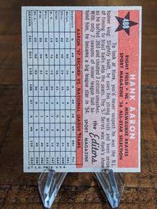 lot 8 image: 1958 Topps Hank Aaron All-Star Baseball Card