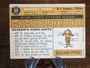 lot 21 image: 1960 Topps Whitey Ford Baseball Card