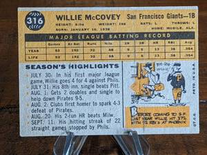 lot 22 image: 1960 Topps Willie McCovey All-Star Rookie Baseball Card