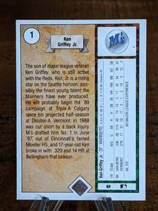 lot 31 image: 1989 Upper Deck Ken Griffey Jr. Rookie Baseball Card