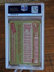lot 34 image: 1985 Topps Kirby Puckett Rookie Baseball Card - PSA 8 NMMT