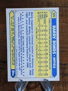 lot 41 image: 1987 Topps Barry Bonds Rookie Baseball Card