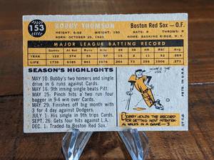lot 44 image: 1960 Topps Bobby Thomson Baseball Card