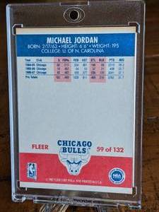 lot 57 image: 1987 Fleer Michael Jordan 2nd Year Basketball Card