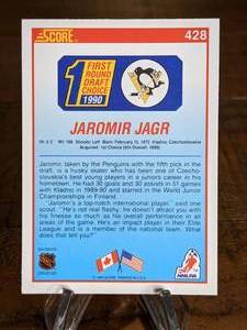 lot 54 image: 1990 Score Jaromir Jagr Rookie Hockey Card