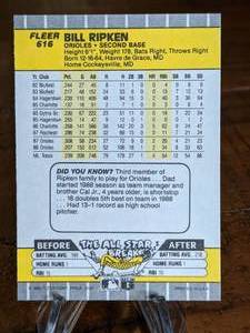 lot 46 image: 1991 Fleer Bill Ripken Infamous FF Error Cuss Word Baseball Card