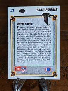 lot 72 image: 1991 Upper Deck Brett Favre Rookie Football Card