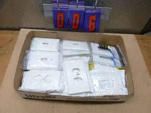 Flat of misc electrical items. As shown.