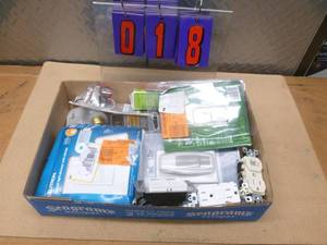 Flat of misc electrical items. As shown.