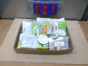 Flat of misc electrical items. As shown.