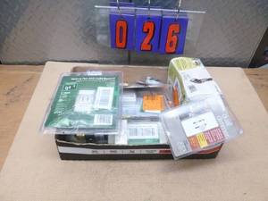 Flat of misc electrical items. As shown.